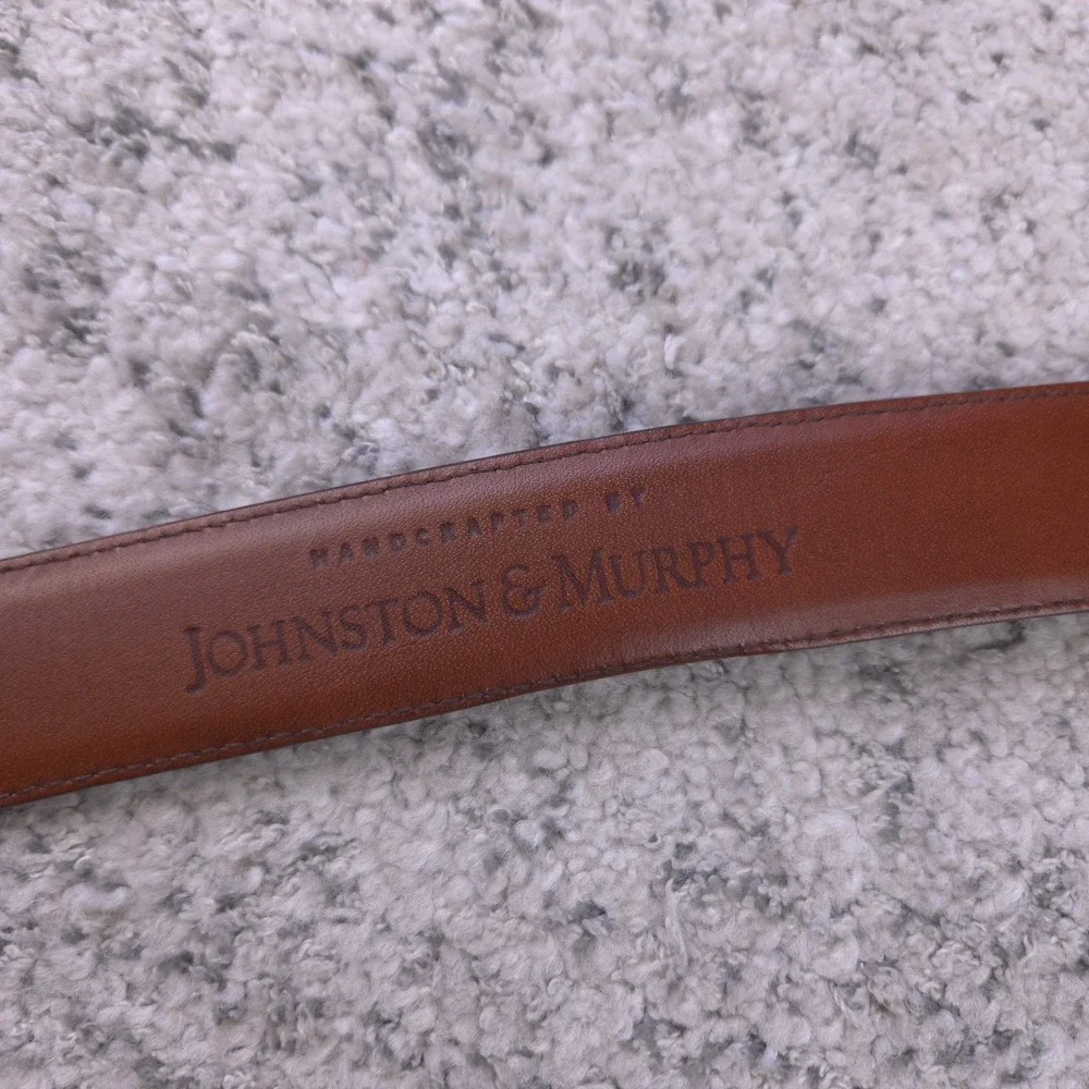 Johnston Murphy Belt Men Size 38 Aniline Kipskin Shoulders Leather Brown Black